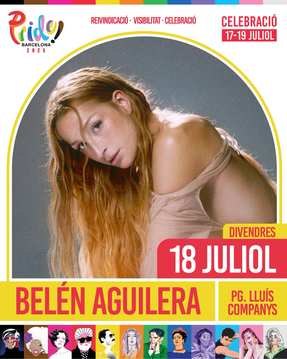 🌈 Pride Barcelona és un espai de reivindicació, visibilitat i celebració.

✨ Anunciem amb molta il·lusió la primera artista del cartell:
BELÉN AGUILERA actuarà el divendres 18 de juliol a l’escenari del Passeig de Lluís Companys i presentarà en exclusiva un nou single.