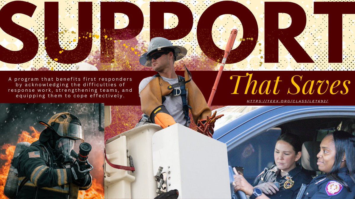 Don't miss out! There is still time to register for the Support That Saves course July 22-24 in Austin, TX. Learn more and enroll today at: teex.org/class/let692/
#SupportThatSaves #FirstResponders #PeerSupport