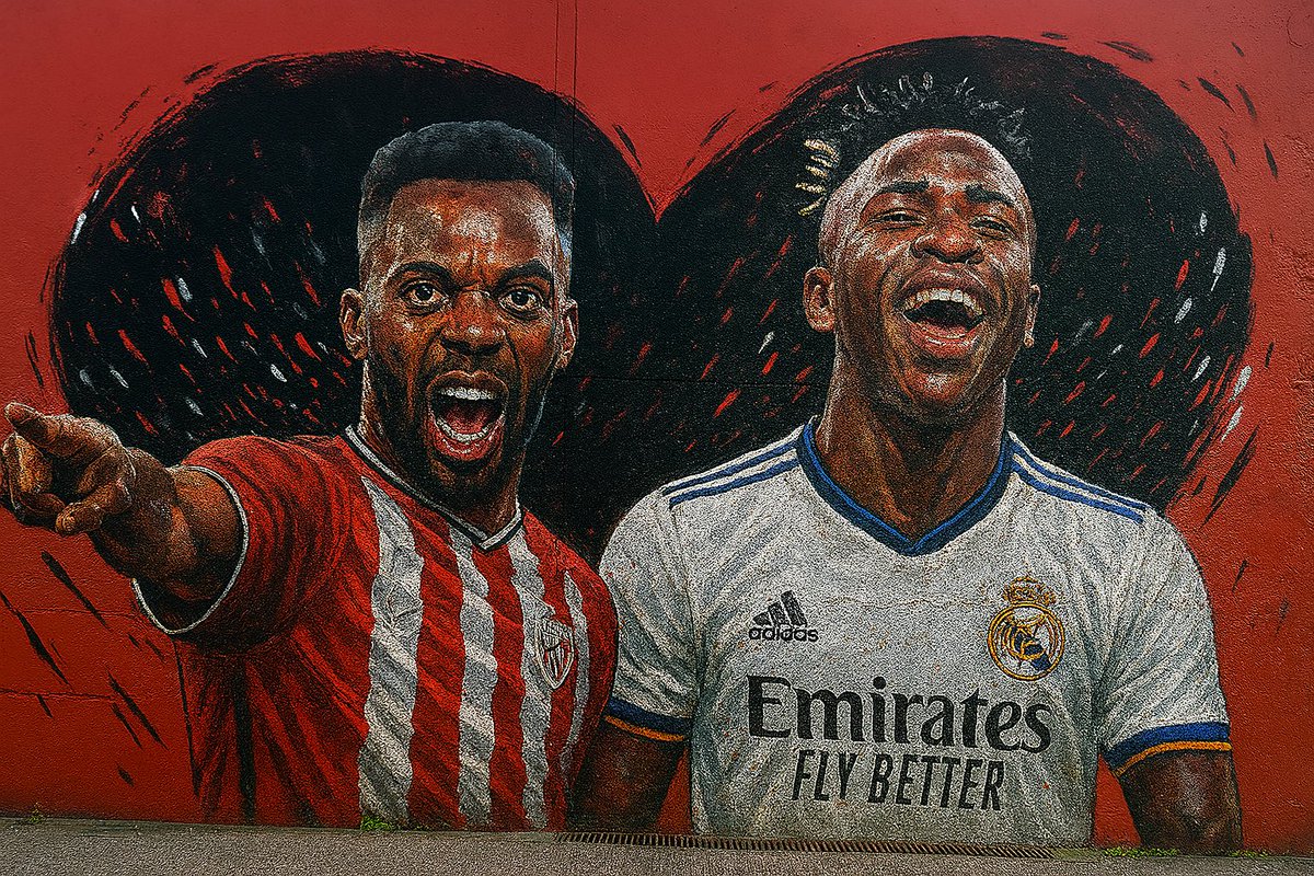 capitan_araujo's tweet image. El tío que arregla el mural debería plantearse sustituir a Nico por Vinicius, así seguro que no se lo cargan más. A los del Bilbao les iba a encantar.