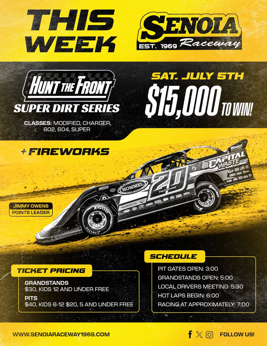 SenoiaR's tweet image. 🎇 Get ready for fireworks on and off the track this Saturday, July 5th at Senoia Raceway!
The @HuntTheFrontSDS is back with a $15,000-to-win showdown — and we’re lighting up the night with a fireworks show to celebrate!