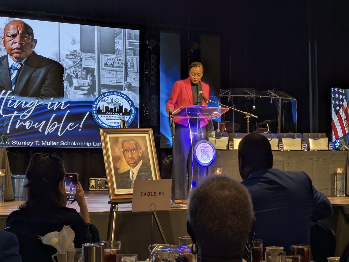FentriceForFL's tweet image. I had such a lovely time delivering the keynote address in Orlando last week to the Brothers of Phi Beta Sigma Fraternity, Incorporated, and to my colleagues from across Central Florida!
The Getting in Good Trouble/Stanley T. Muller Scholarship Luncheon is a powerful event that…