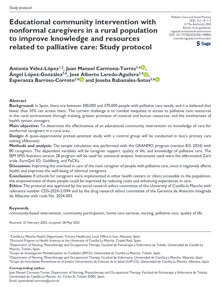 Seguimos trabajando para mejorar los Cuidados Paliativos en entornos rurales ❤️🥰
journals.sagepub.com/doi/epdf/10.11…