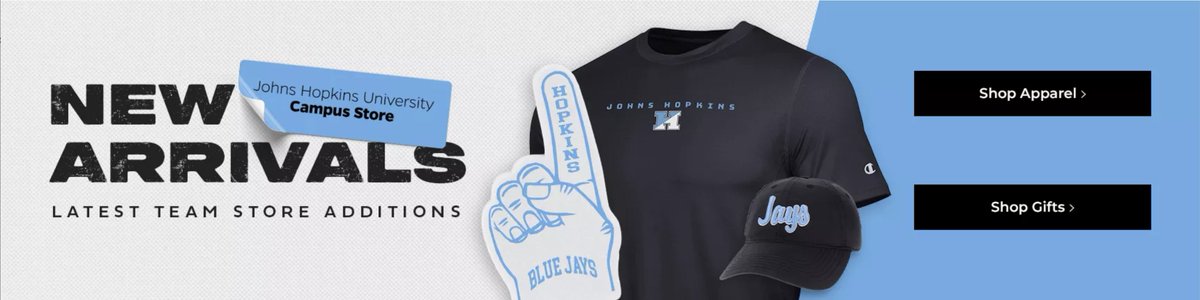 HopkinsSports's tweet image. Time to check out the new official online store of Hopkins Athletics and shop for your favorite Blue Jay: tinyurl.com/458nnzm4
#GoHop