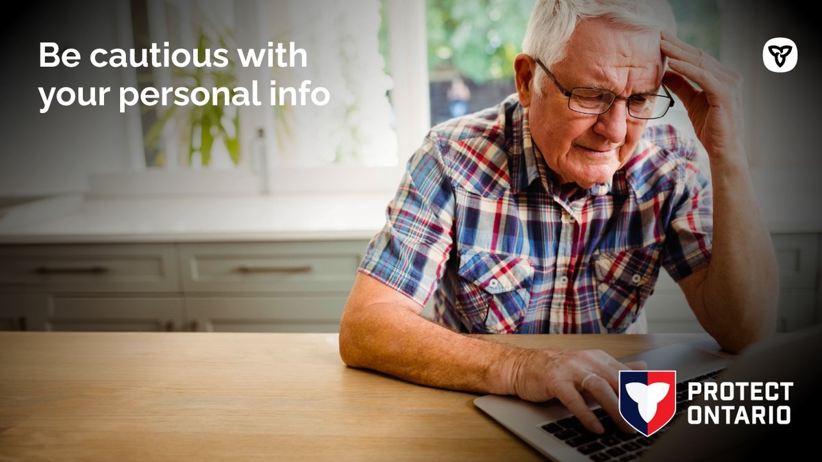 Be cautious! Scammers may pretend to be from:

· banks
· internet/utility companies
· companies you recognize, like Amazon or Costco

Always contact the organization directly before you share any info.
Learn more at: Ontario.ca/scams