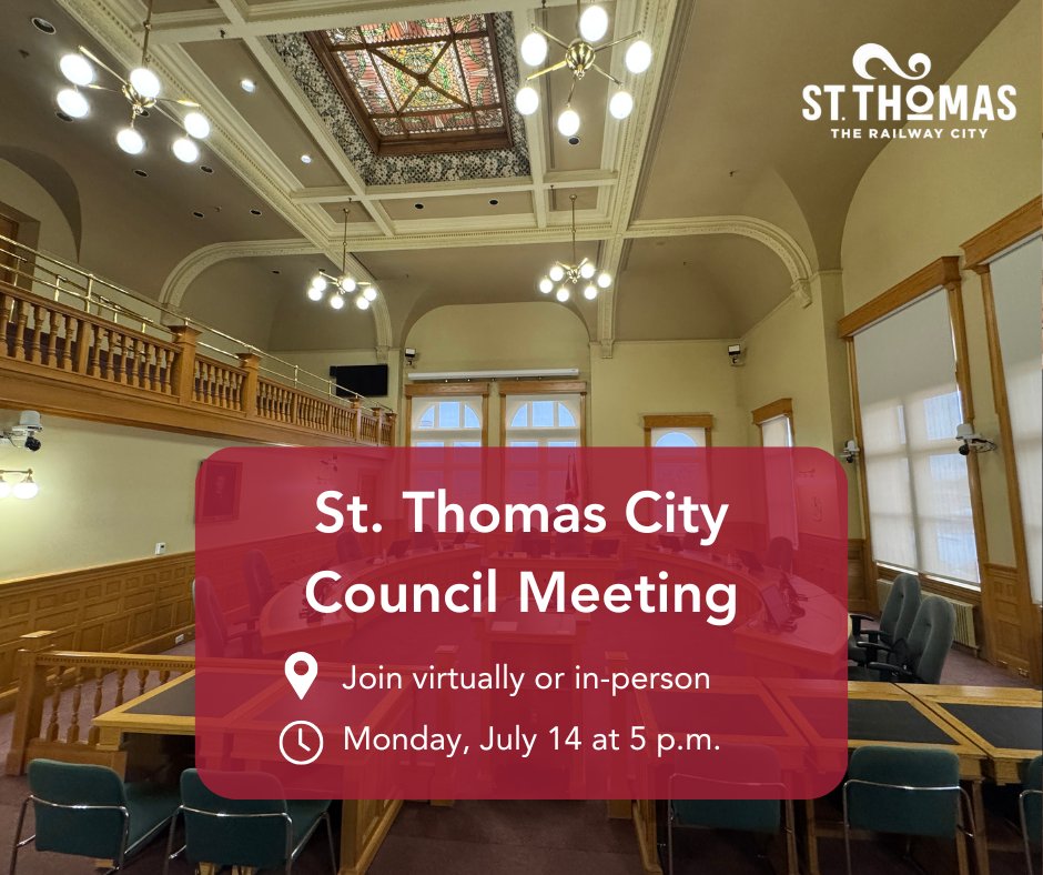 cityofstthomas's tweet image. 🔔St. Thomas City Council will be meeting this evening at 5:00pm.
The agenda can be found here:
➡stthomas.ca/city_hall/coun…
For those who are joining virtually, meeting details can be found here:
➡stthomas.ca/city_hall/city…
#therailwaycity #citycouncil #councilmeeting