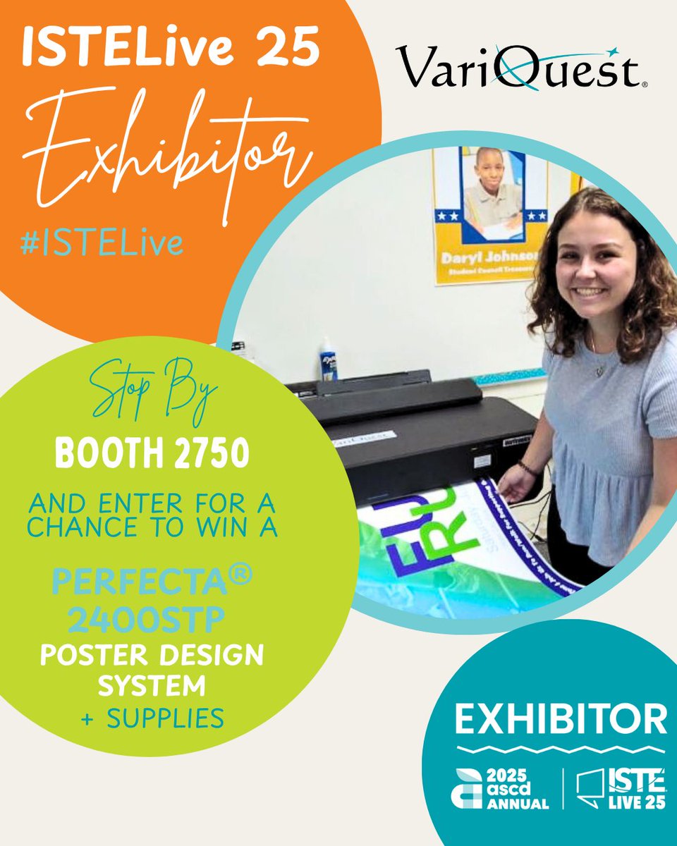 It's a great day to be at #ISTELive25!🎉 If you're joining us for this year's #ISTELive conference in San Antonio, stop by booth #2750 and enter to win a Perfecta 2400STP Poster Design System!