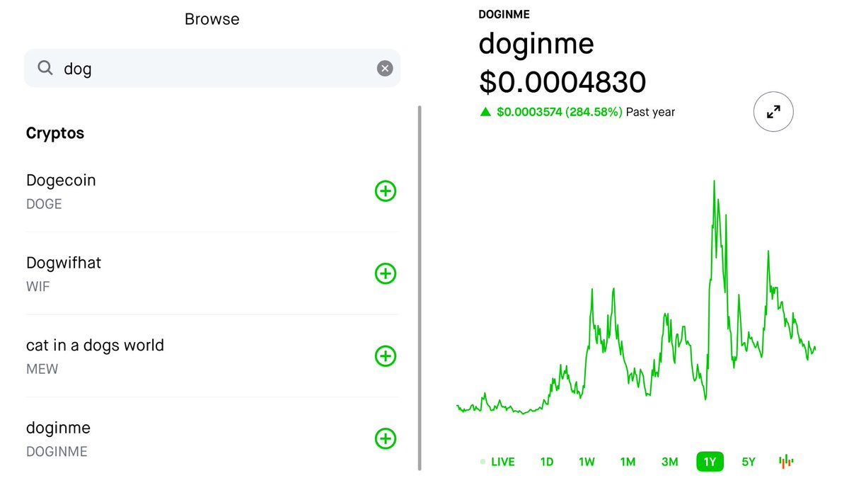#doginme is now searchable on <a href="/RobinhoodApp/">Robinhood</a> 

Track &amp; create price alerts, add doginme to your lists, and more - all from within the main Robinhood app.