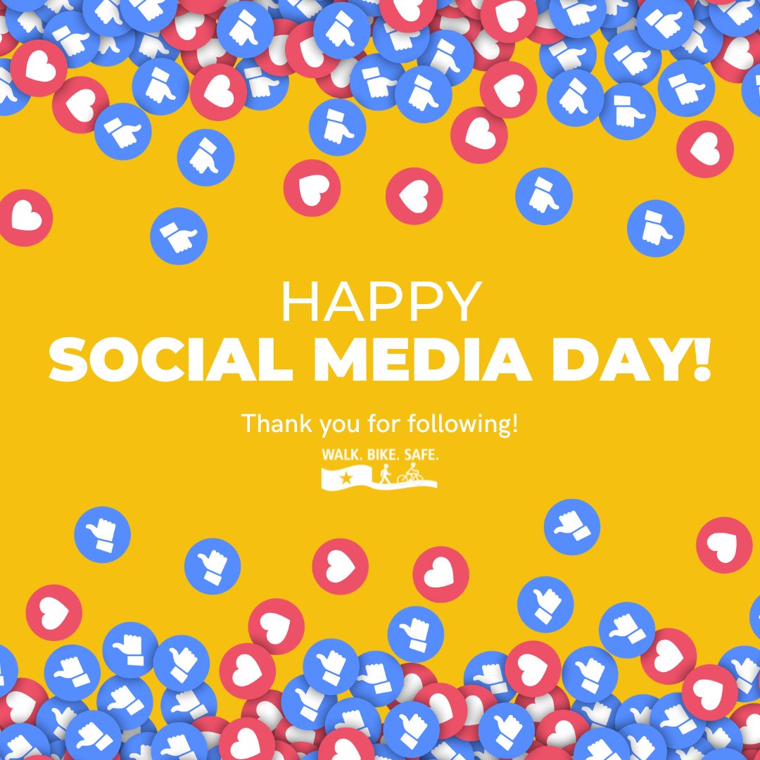 WalkBikeSafeTX's tweet image. This Social Media Day, we’re thanking you! Thank you for following and showing your support for pedestrian and bicyclist safety! If you like our work and want to see more, check out our website for additional resources: Home - Walk. Bike. Safe. #EndTheStreakTX #drivelikeatexan