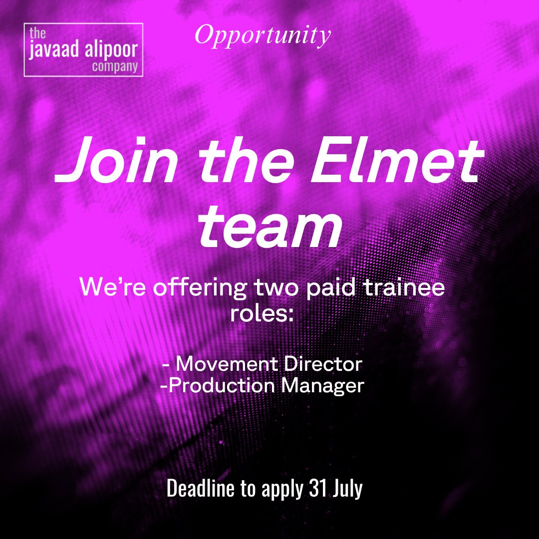 💥Kickstart your career with Elmet!

We’re offering two traineeship opportunities to work with our experienced creative team on Elmet: 

✨Trainee Movement Director
✨Trainee Production Manager.

📅 Deadline to apply: 31 July.

Apply now : ow.ly/GAzI50Wh15M