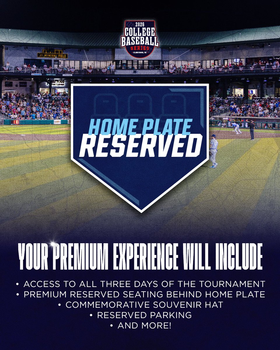 College Baseball Series - Cleburne (@cbs_cleburne) on Twitter photo ALL ABOARD FOR COLLEGE BASEBALL 🚂
4️⃣ top college baseball teams are heading to Cleburne, TX for a weekend of games at La Moderna Field - Home of the <a href="/CRRBaseball/">Cleburne Railroaders</a>!
Upgrade your weekend with the premium experience of Home Plate Reserved⬇️
🎟️: l8r.it/UnQq ALL ABOARD FOR COLLEGE BASEBALL 🚂
4️⃣ top college baseball teams are heading to Cleburne, TX for a weekend of games at La Moderna Field - Home of the <a href="/CRRBaseball/">Cleburne Railroaders</a>!
Upgrade your weekend with the premium experience of Home Plate Reserved⬇️
🎟️: l8r.it/UnQq