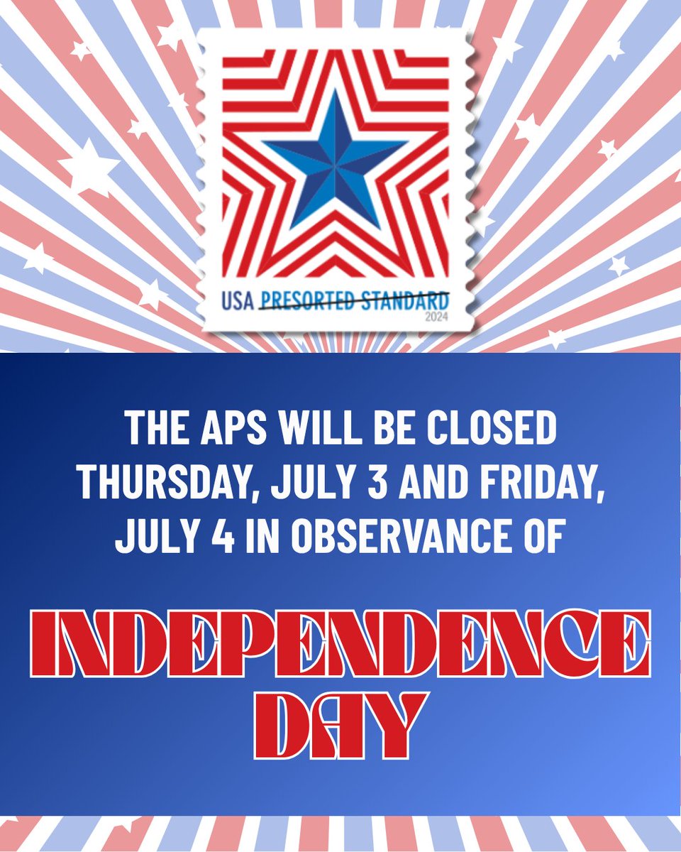 APS_stamps's tweet photo. Enjoy your holiday weekend! https://t.co/AJXQV6pVNk