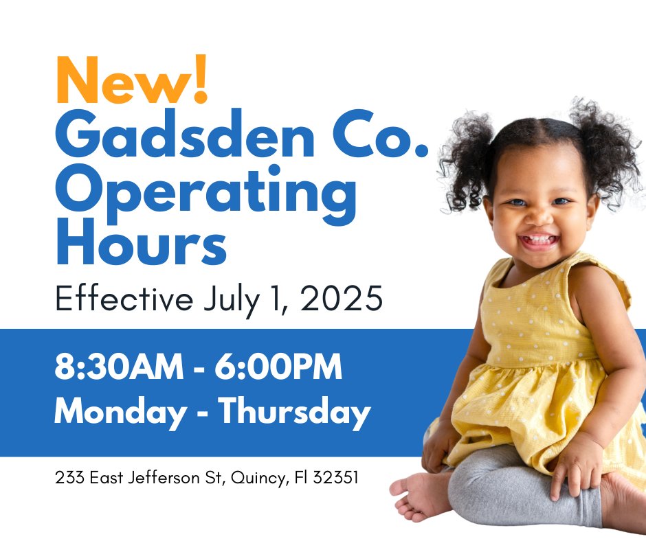 📣 New Office Hours for Our Gadsden Location!

We’re excited to better serve you with our updated hours. Starting July 1, 2025, our Gadsden office will be open:

🗓 Monday – Thursday
🕣 8:30 AM – 6:00 PM