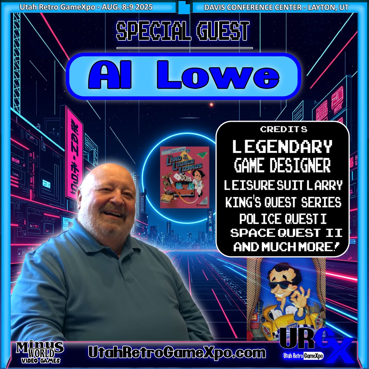 UtahRetroGameX's tweet image. We would like to welcome Legendary Game Creator and Designer @allowe as a special guest of the Utah Retro GameXpo. Avoid the lines and get your tickets now before prices go up at the door. utahretrogamexpo.com/event-passes