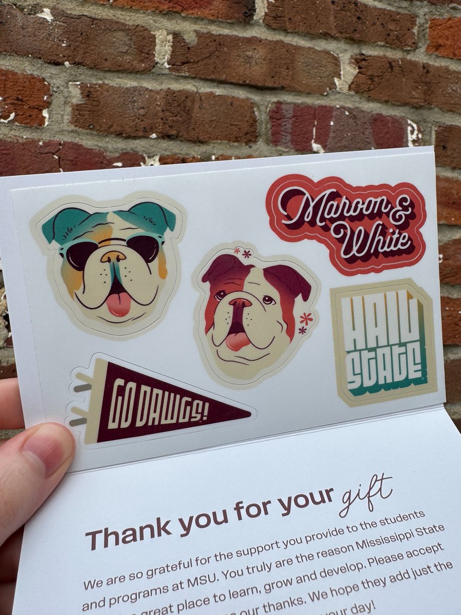 MSU_Foundation's tweet photo. Just hours remain in our 2024-25 fiscal year! 🚨

Make your gift to @msstate by 11:59PM tonight and receive this set of stylish MSU stickers.

🔗 https://t.co/1EpBJhpgT4 https://t.co/wKzZgzTOMl