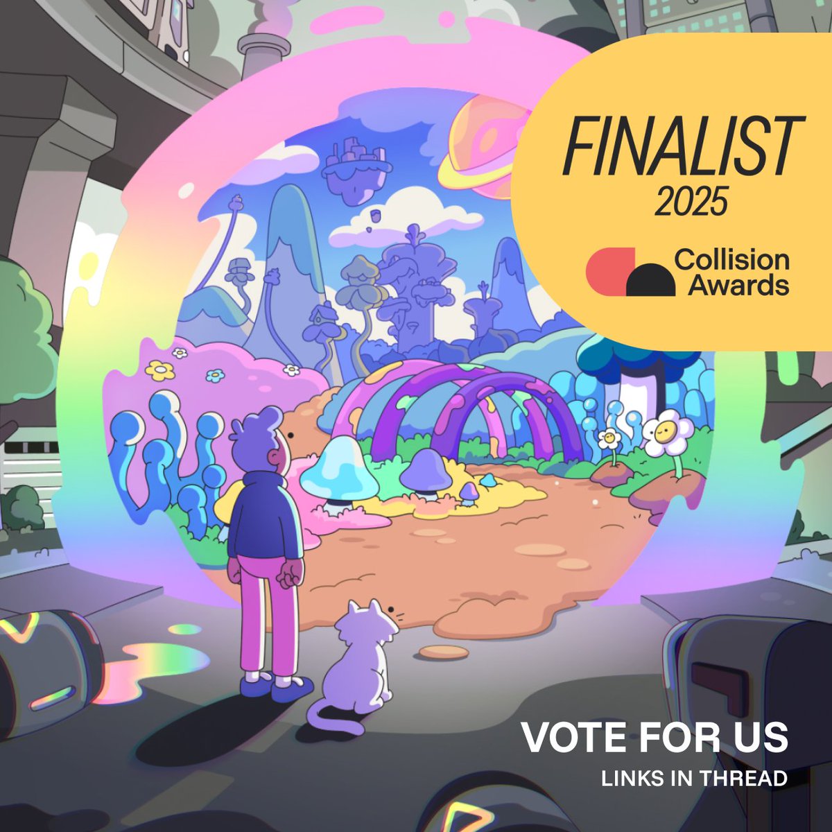 we’re up for 2 Collision Awards!

Not in the Store and our film Dullsville and the Doodleverse are going head-to-head with major studios like Disney, Crunchyroll &amp; more for Best in Film.

finalists were selected by an industry jury - now it’s up to the people. cast your vote ↓
