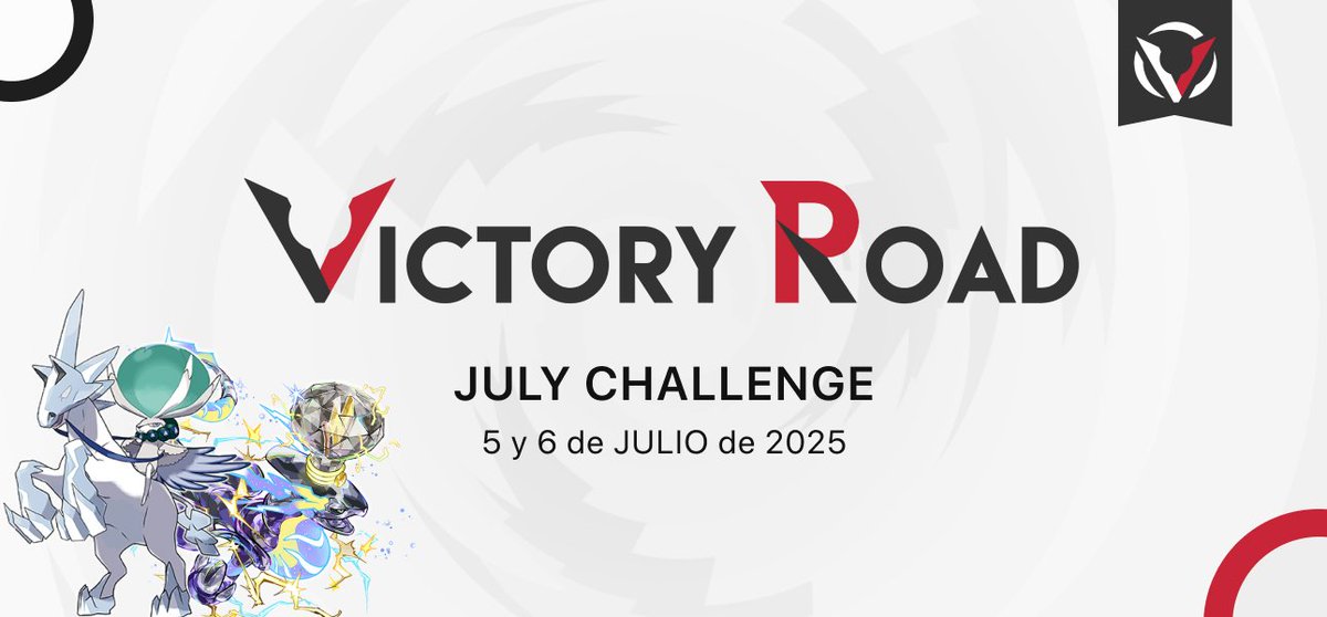 El camino al Mundial de Pokémon VGC está ya en marcha. ¡Apúntate al VR July Challenge! 🚀🌐

🗓️ 5–6 jul., 15:00 CEST
🎮 Reg. I (VGC)
🎟️ 10 $
🔁 RT: ¡se sortea una entrada gratis!
📖 Info: victoryroad.pro/vr-jul25/
👉 Inscríbete: battlefy.com/victoryroad/vi…