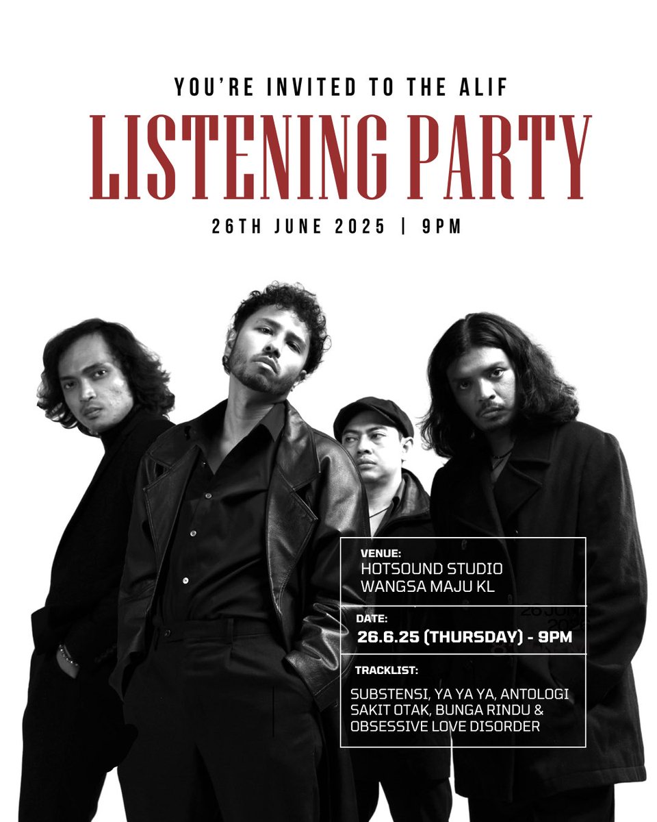 We just wrapped up the pre-listening party for The Alif’s upcoming EP.

The feedback was overwhelmingly positive we can’t wait to release this project. Coming very, very soon. #antologisakitotak