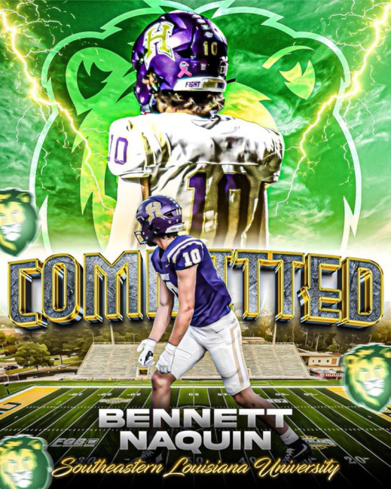 Bennett Naquin (@bnaquin10) on Twitter photo I am excited and blessed to announce that I will be furthering my academic and athletic career at Southeastern Louisiana University. I would like to thank all my family, friends and coaches that have helped me get to this point. πππ¦#lionup <a href="/LionUpFootball/">Southeastern Football</a> I am excited and blessed to announce that I will be furthering my academic and athletic career at Southeastern Louisiana University. I would like to thank all my family, friends and coaches that have helped me get to this point. πππ¦#lionup <a href="/LionUpFootball/">Southeastern Football</a>