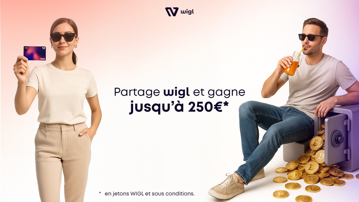 💡 Partage ce post à quelqu’un qui mérite de découvrir Wigl.

Si tu le parraines, tu peux recevoir jusqu’à 250 €* en jetons Wigl !

✅ Gagne des récompenses à chaque activation
✅ Il découvre des cartes cools, du cashback, et des placements intelligents.
✅ Tu encaisses sans