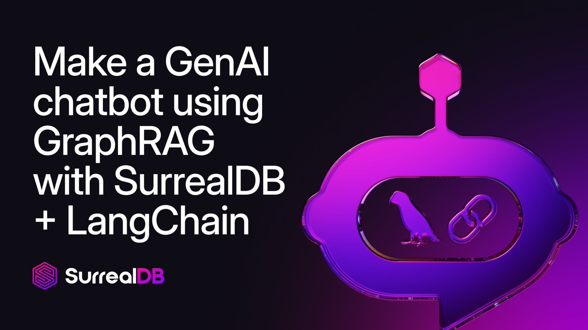 GraphRAG leverages knowledge graphs to give LLMs richer context, producing more accurate and coherent answers. Learn how to build a GenAI chatbot with <a href="/LangChainAI/">LangChain</a>, <a href="/ollama/">ollama</a>, and SurrealDB, step by step. 👉 sdb.li/4kAgJ9D