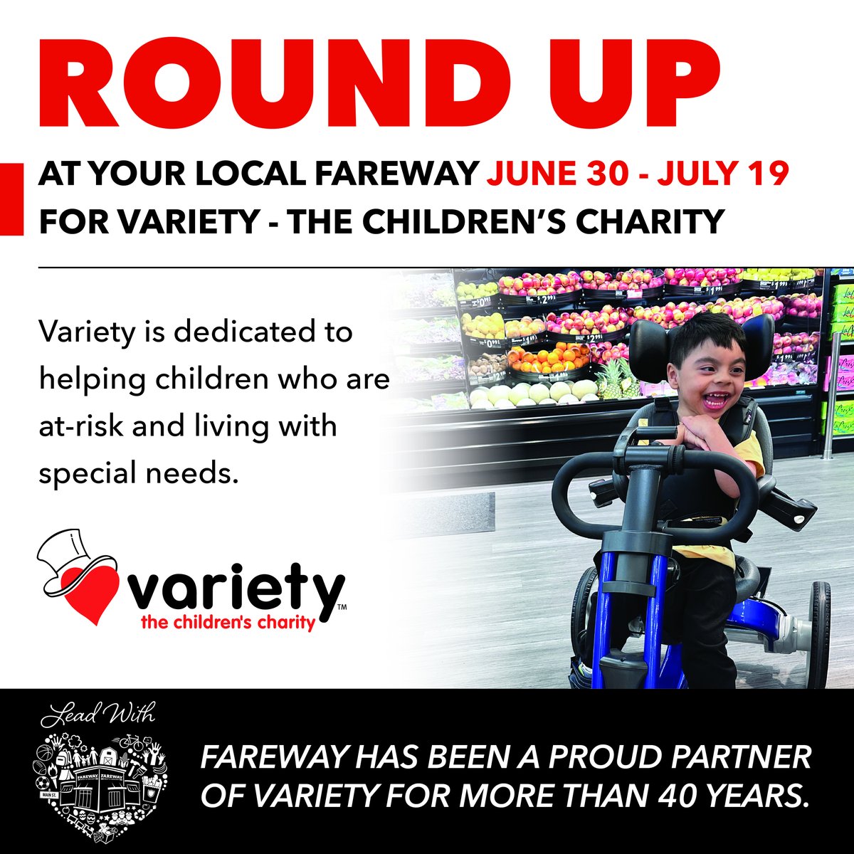 Variety - the Children's Charity of Iowa (@varietyiowa) on Twitter photo The ninth annual <a href="/FarewayStores/">Fareway Stores, Inc.</a> Variety Round Up campaign kicks off TODAY!
Every dollar helps provide mobility equipment for children with special needs and supports programs that care for kids who are underprivileged, at-risk, critically ill, or living with special needs! The ninth annual <a href="/FarewayStores/">Fareway Stores, Inc.</a> Variety Round Up campaign kicks off TODAY!
Every dollar helps provide mobility equipment for children with special needs and supports programs that care for kids who are underprivileged, at-risk, critically ill, or living with special needs!