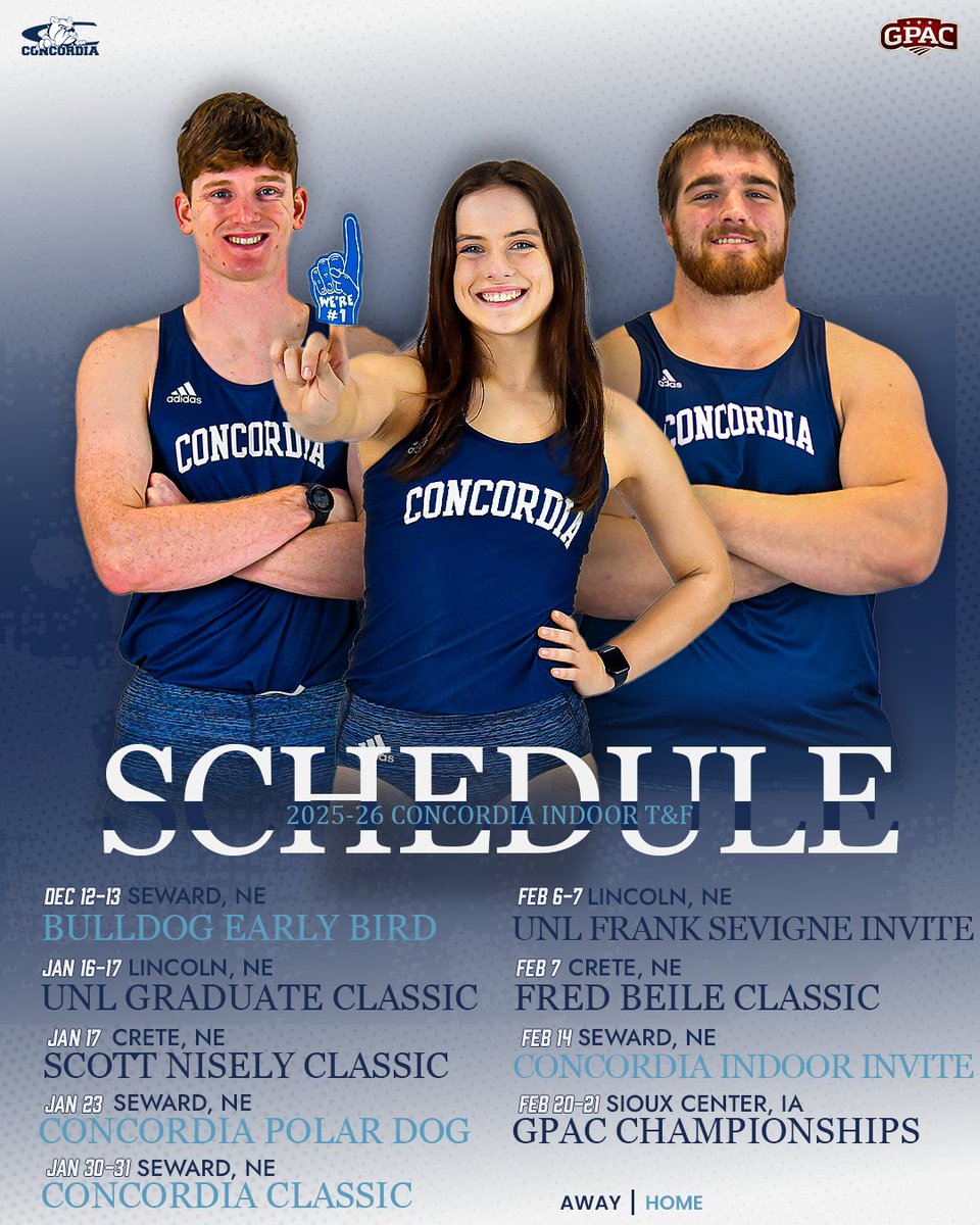 Concordia Bulldogs (@cunebulldogs) on Twitter photo 🎽 | 📅 Check out the official 2025-26 indoor <a href="/cunetfxc/">CUNE Track & Field/XC</a> schedule!
Let’s make it a season to remember. #dawgstrong 🎽 | 📅 Check out the official 2025-26 indoor <a href="/cunetfxc/">CUNE Track & Field/XC</a> schedule!
Let’s make it a season to remember. #dawgstrong