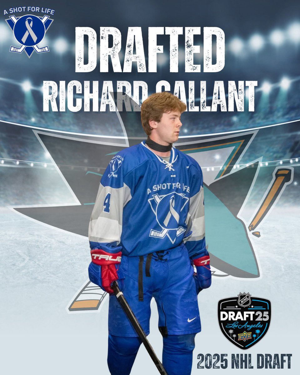 ASFL_Shoot4Cure's tweet image. Congratulations to ASFL athlete Richard Gallant on being selected in the 2025 NHL Draft by the San Jose Sharks! #ASFLFamily