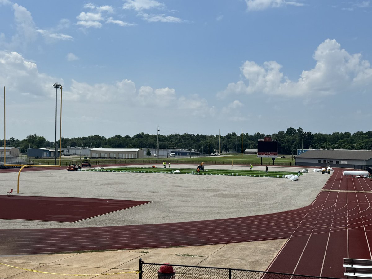 We are happy to share new turf is going in at Zizzer Stadium today. After the April flooding damaged the field, we're excited to move forward with a fresh new surface, fully covered by insurance.
The upgrade means our athletes will be ready for a strong start to the season,