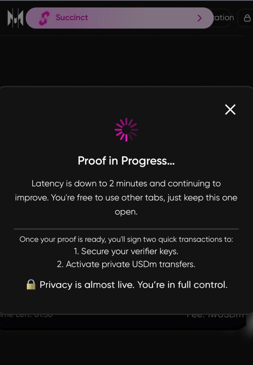 AntMaE1's tweet photo. Alpha update for all #PROVERS out there:
You can now verify your proof on @MyntUSD @SuccinctLabs
You can verify 5 proofs per week,
How?
Go to https://t.co/AgVDbQG9ln
You need to deposit MON to USDM
then USDM TO wUSDm
Then click the PRIVATE TRANSACTION
wUSDm to proofs.
You wait for 2 minutes
Then copy the verifier and secret key.
Then congrats! Proof verified 🩷
Gprove to all the provers