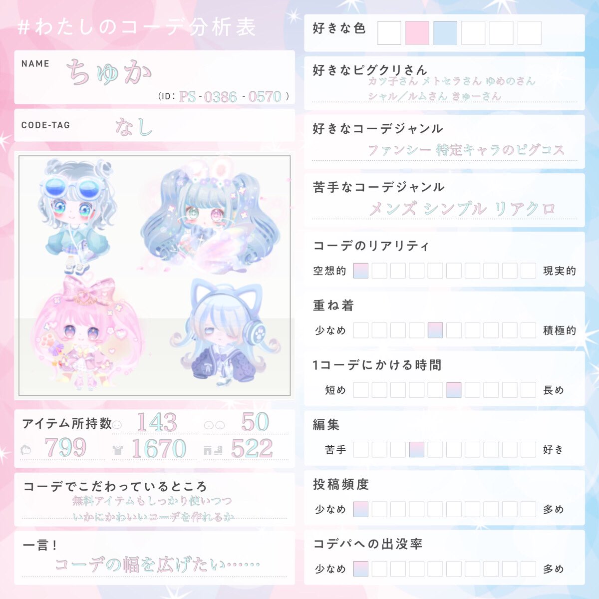 TLに流れてきた素敵なテンプレお借りしました🙇‍♀️´-

 #わたしのコーデ分析表