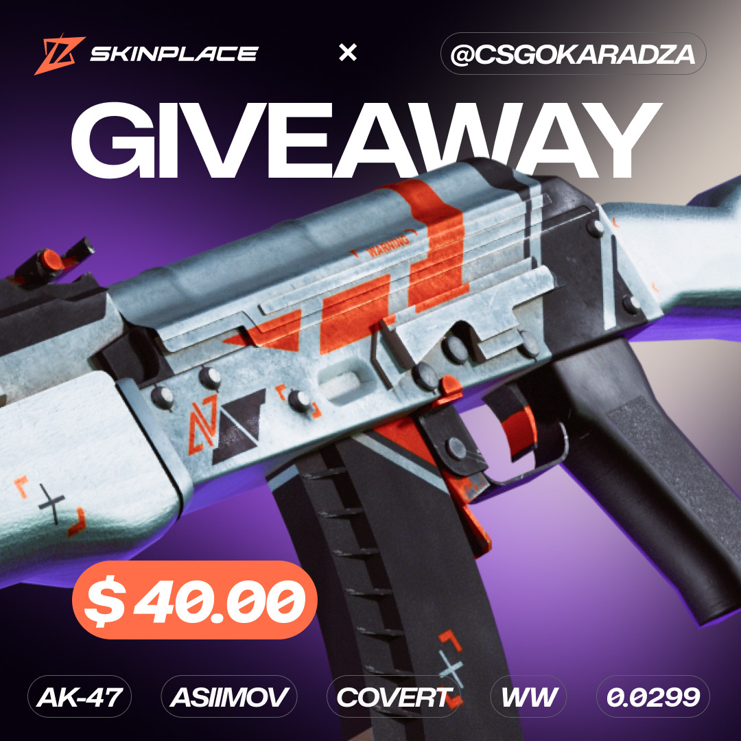 csgokaradza's tweet image. GIVEAWAY - AK-47 Asiimov $40 🟠

1⃣ Follow @SkinPlaceOff @csgokaradza 
2⃣ Like &amp;amp; RT 

⏰Ending in 7 days