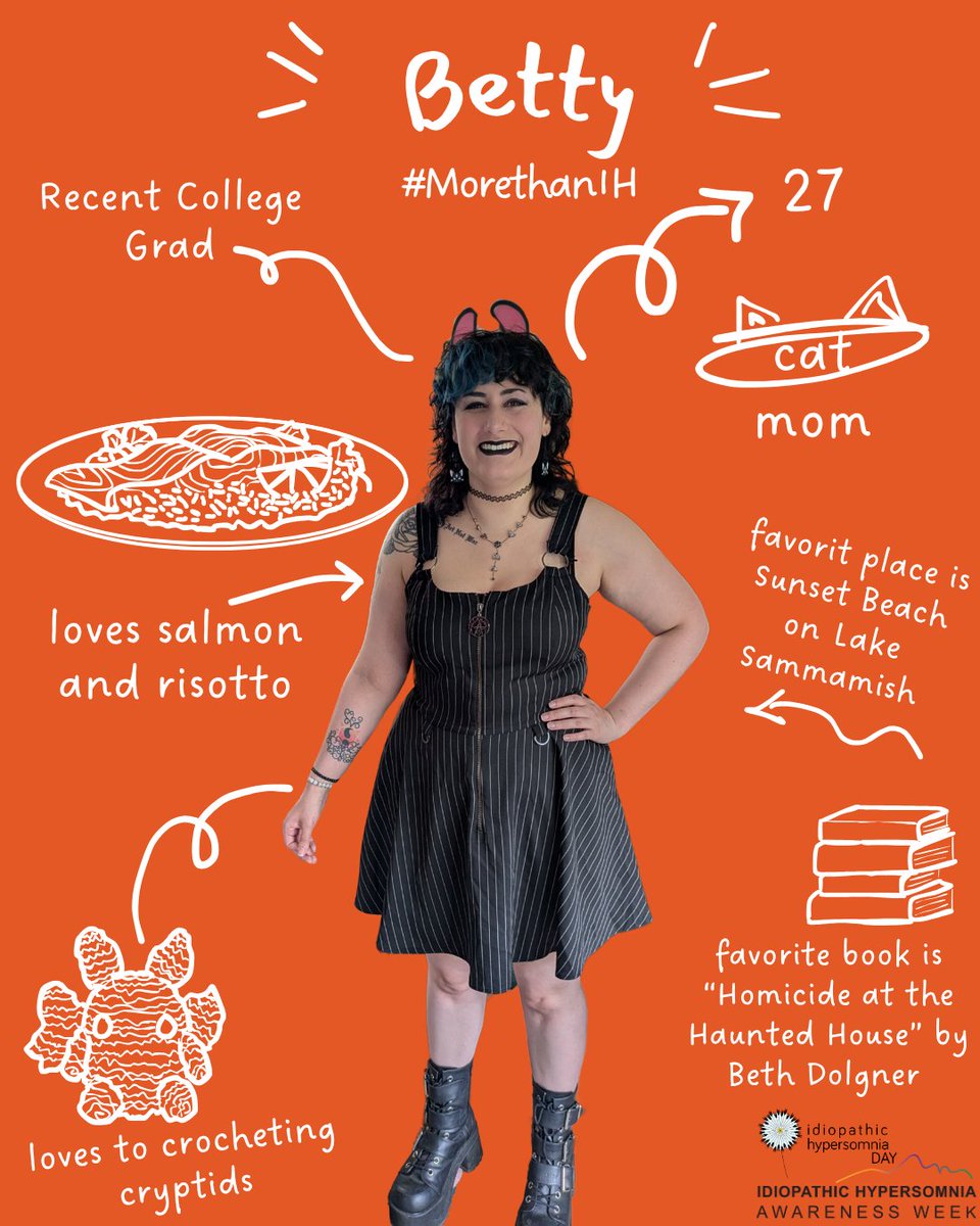 Hypersomnia Fdn (@hypersomnianews) on Twitter photo Betty is #MoreThanIH.
She loves that she always works hard to achieve my goals no matter what challenges she faces.
This initiative is a collaboration with <a href="/IHAWeek/">IH Awareness Week</a>, led by Hypersomnolence Australia (<a href="/Hyper_Sleep/">Hypersomnolence Australia</a>).
#ThisIsIH #idiopathichypersomnia #FakeAwake Betty is #MoreThanIH.
She loves that she always works hard to achieve my goals no matter what challenges she faces.
This initiative is a collaboration with <a href="/IHAWeek/">IH Awareness Week</a>, led by Hypersomnolence Australia (<a href="/Hyper_Sleep/">Hypersomnolence Australia</a>).
#ThisIsIH #idiopathichypersomnia #FakeAwake