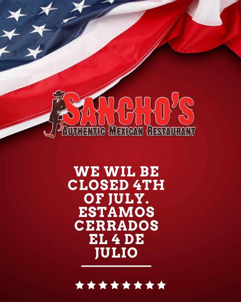 We Are Closed 4th of July. Estamos Cerrados 4 De Julio, Gracias