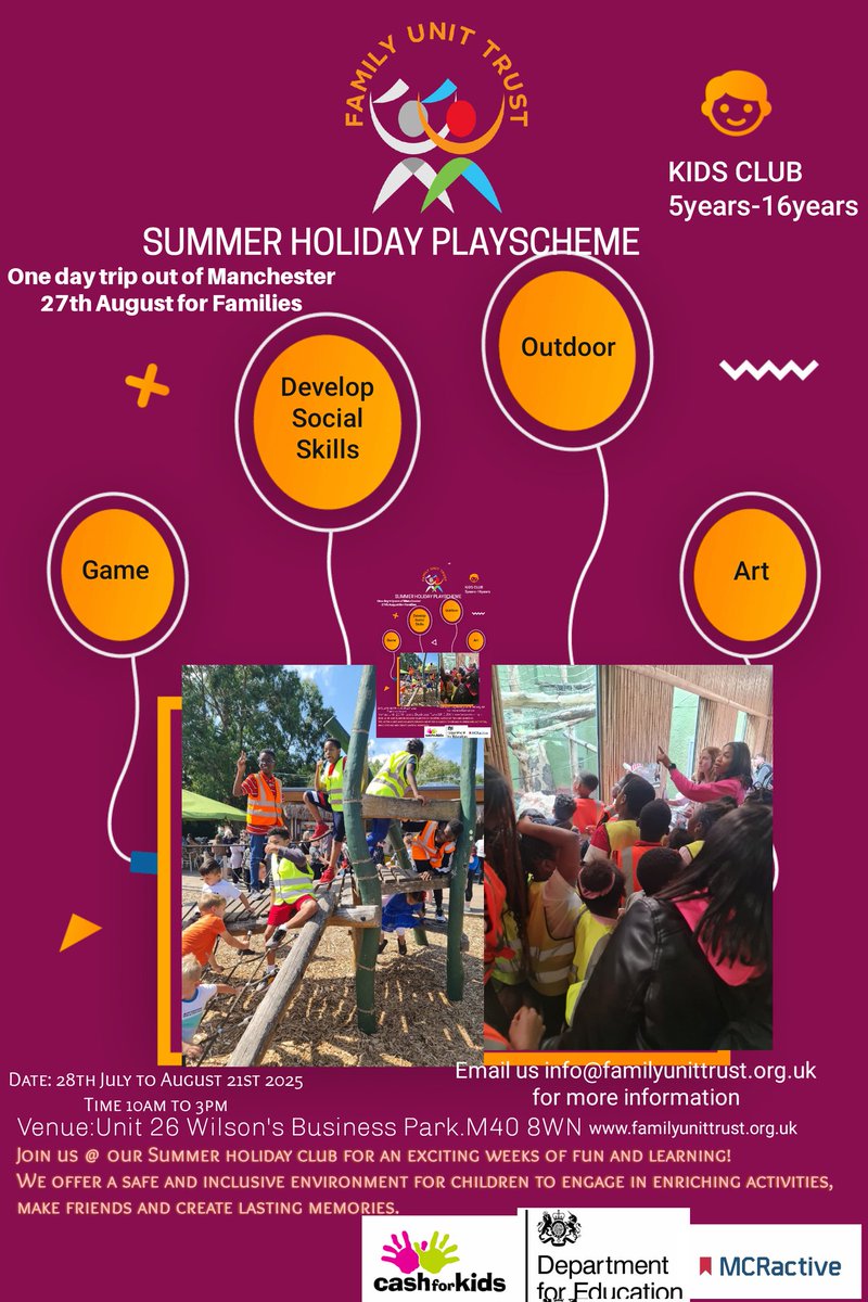 Familyunittrust (@familyunittrust) on Twitter photo Join us our exciting summer holiday playscheme.Register to book a space.Thanks to <a href="/MCRactiveHA/">MCRactive Holiday Activity</a> Join us our exciting summer holiday playscheme.Register to book a space.Thanks to <a href="/MCRactiveHA/">MCRactive Holiday Activity</a>