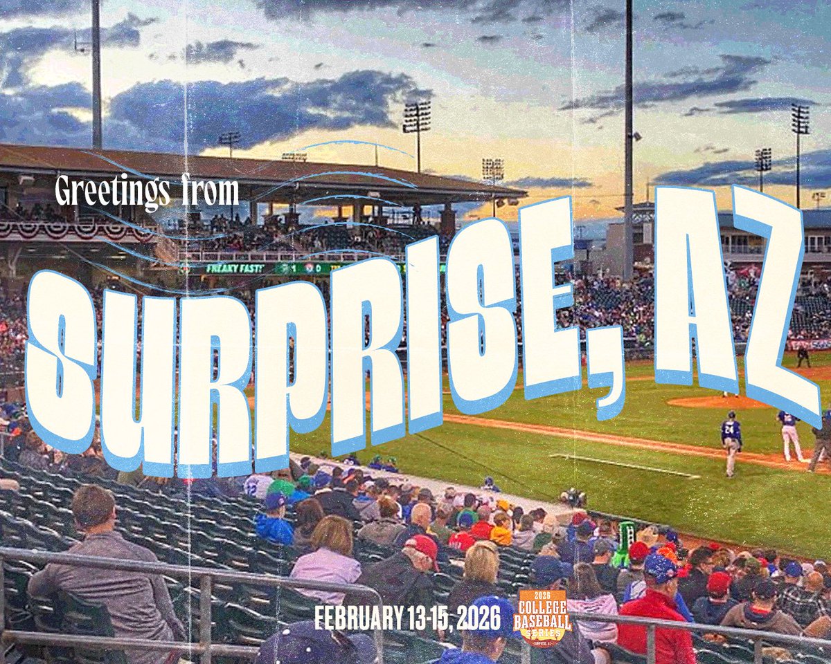 GREETINGS FROM SURPRISE 💌

The College Baseball Series is taking over Surprise Stadium in 2️⃣0️⃣2️⃣6️⃣ and will continue to feature top teams from around the country!

Stay tuned for more information 👀