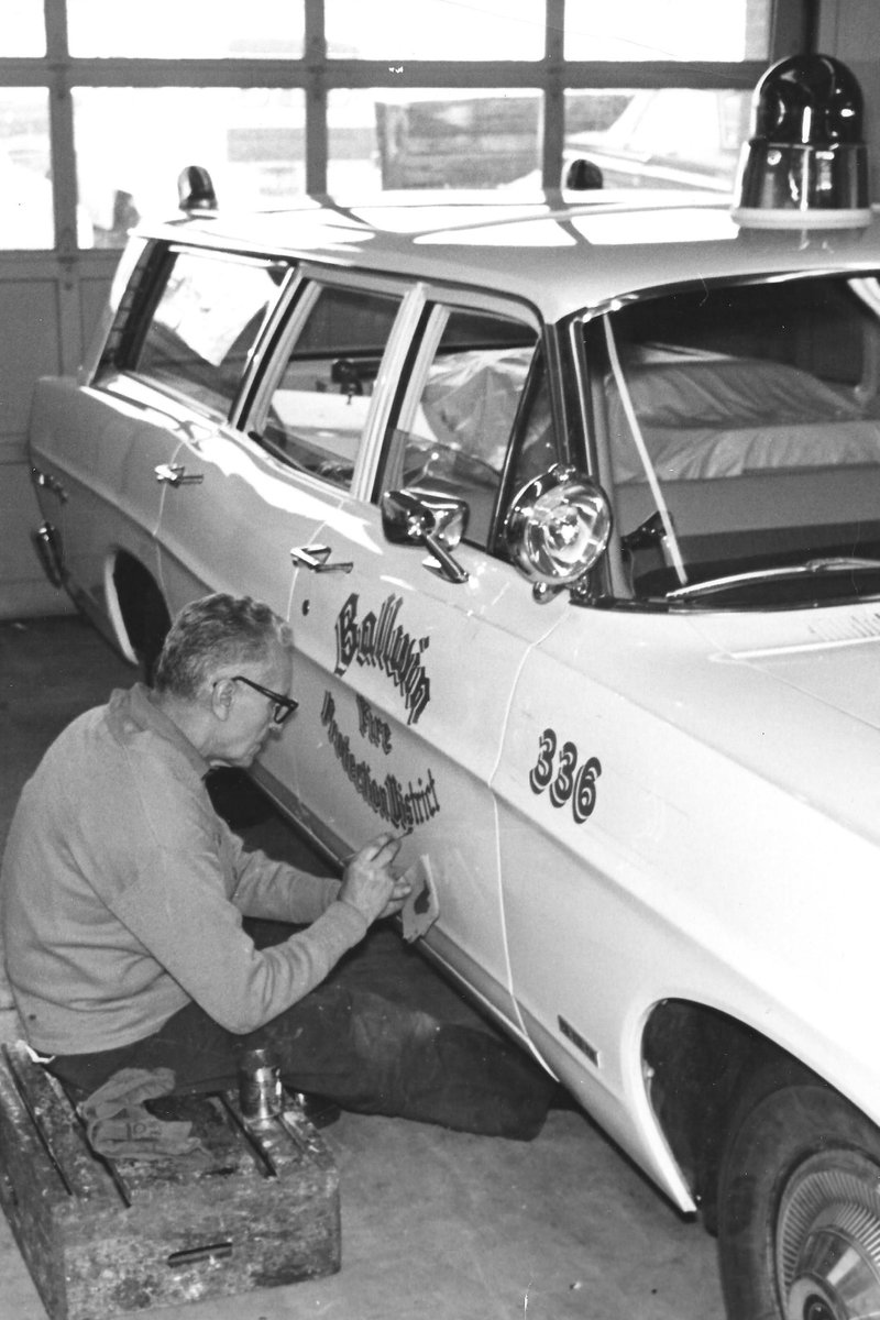 Before vinyl lettering and modern graphics, every ambulance and fire truck was a true work of art. This photo from 1968 shows a craftsman hand-painting the Ballwin Fire Protection District name on an ambulance, long before we became Metro West. A quick look back at the skill and