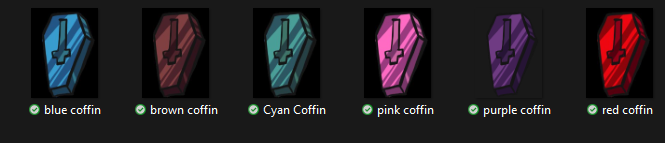 Hello! I made these coffin badges a few months ago, and thought maybe I should give them away (for free) on ko-fi and vgen, but I wanna see if people actually want them  before I make more colors. I also thought about making more simple free badges. 
#Assets #badges #Vtuber