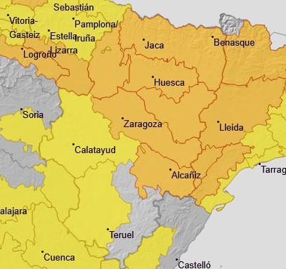 📢 Alerta por #oladecalor hoy 30 de junio en #Aragón:
⚠️ Alerta NARANJA: Ribera del Ebro, Bajo Aragón
⚠️ Alerta AMARILLA: Huesca Sur y Centro, Cinco Villas, Depresión Central, Ibérica Zaragozana, Teruel Sur

👉 Si trabajas al aire libre: pausas, sombra, agua, protocolos activos