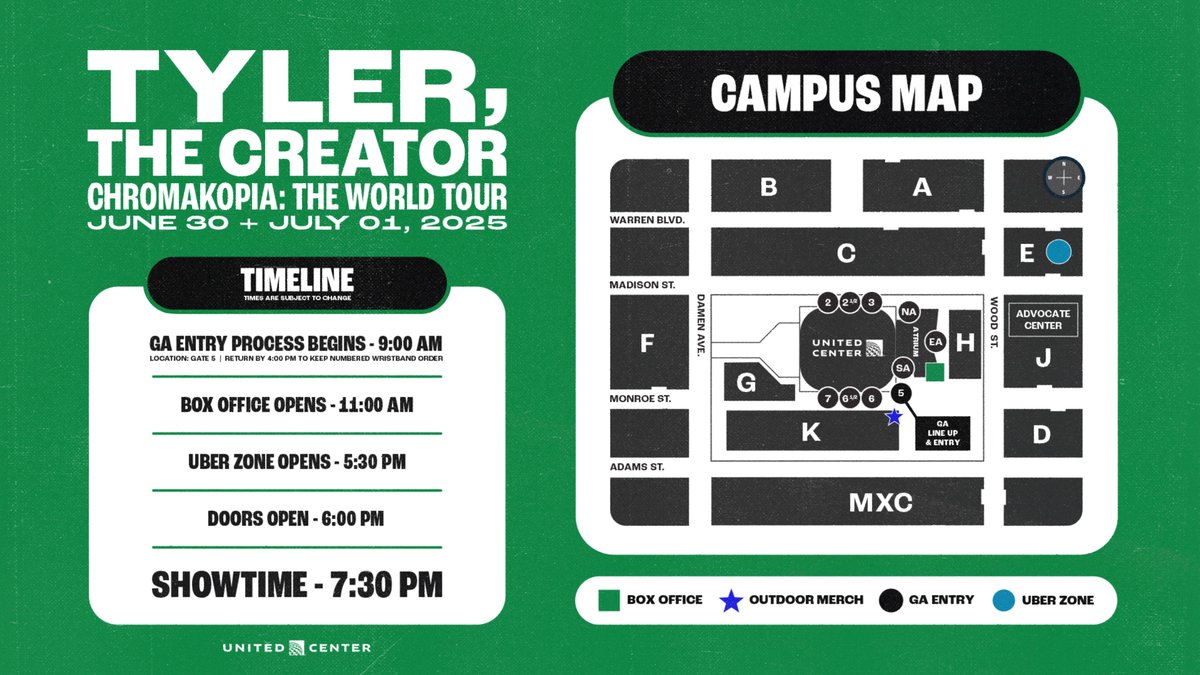 Are you ready for TWO NIGHTS of @TylerTheCreator here in Chicago? For tickets, GA details and more, visit: unitedcenter.com/chromakopia