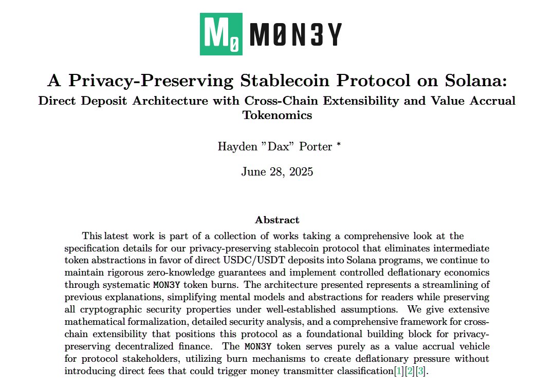 mnplyM0N3Y's tweet image. Lets dive deeper into the document outlining the recent major #M0N3Y Protocol upgrade, that will allow unlimited offline transactions with 100% confidentiality for any token.  

#Solana #Web3 #DiFi #PrivacyFi #PriFi #ZKP

A thread🧵⬇️