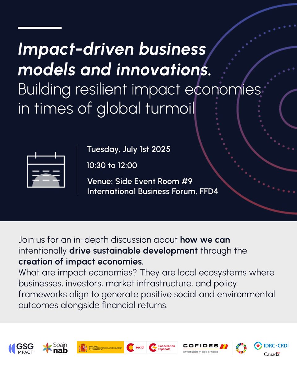 SpainNAB's tweet image. 📢 La  4ª Conferencia Internacional sobre Financiación para el Desarrollo 
#FfD4 ya ha comenzado y #SpainNAB y sus asociadas participarán activamente en diversos paneles, sesiones y eventos paralelos. 
No os los perdáis. ➕info  👉
spainnab.org/spainnab-confe… #BlogSpainNAB