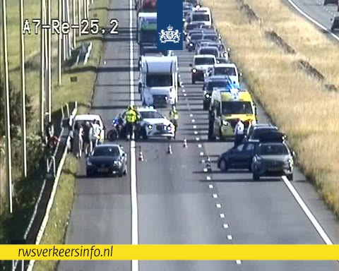 Ongeval sluit de A7 richting Hoorn tussen Purmerend-Noord en Avenhorn