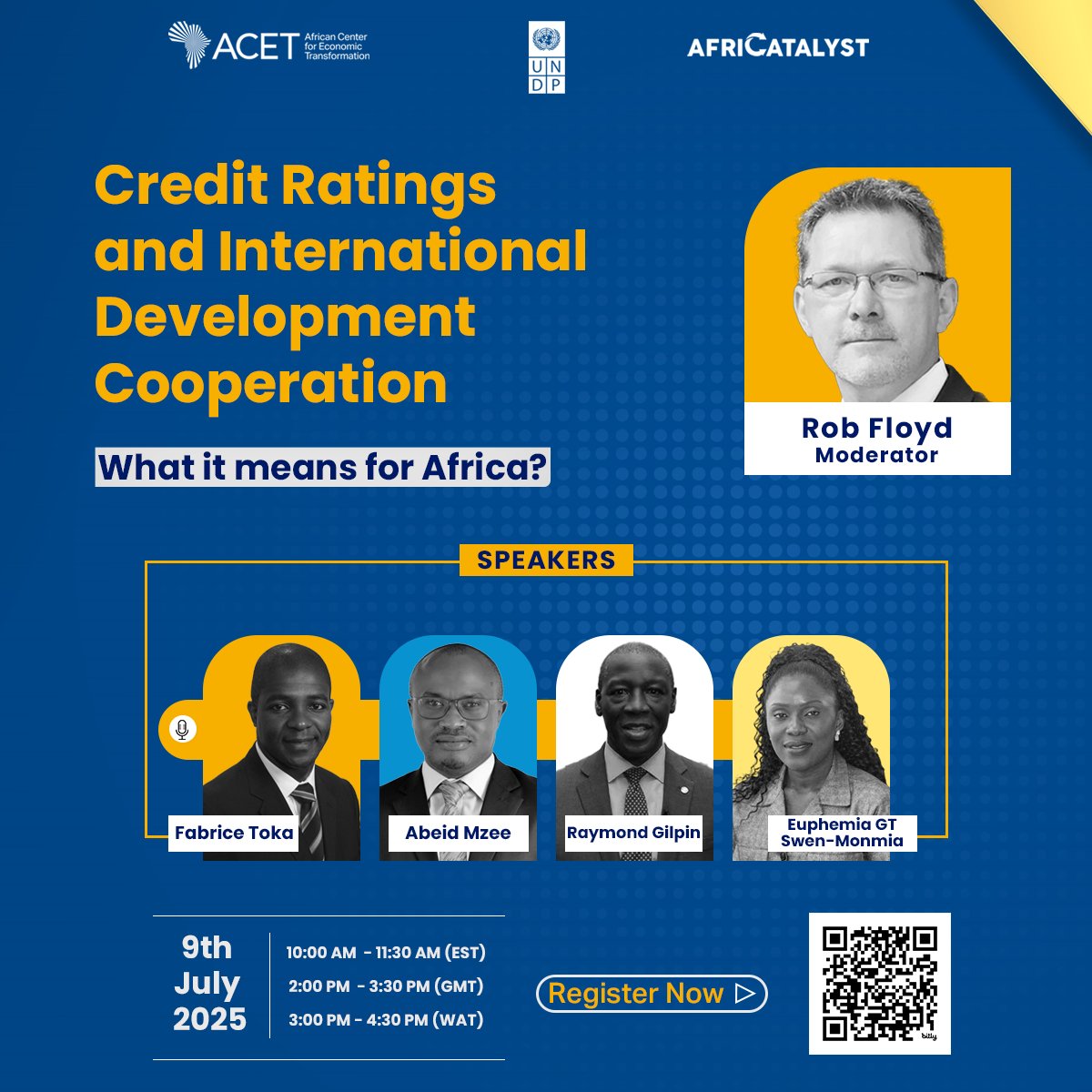 UNDP Africa (@undpafrica) on Twitter photo Where do #Africa’s credit ratings stand post-#FFD4 & what’s next?
Join <a href="/UNDP/">UN Development</a> <a href="/_Africatalyst/">AFRICATALYST</a> & <a href="/AcetforAfrica/">African Center for Economic Transformation (ACET)</a> for a webinar on strategies to boost Africa’s creditworthiness & financing.
🗓️ 9 July | 🕘 9AM EST | 1PM GMT | 2PM WAT
Register➡️ow.ly/7GT750WheC0
#CreditRatings Where do #Africa’s credit ratings stand post-#FFD4 & what’s next?
Join <a href="/UNDP/">UN Development</a> <a href="/_Africatalyst/">AFRICATALYST</a> & <a href="/AcetforAfrica/">African Center for Economic Transformation (ACET)</a> for a webinar on strategies to boost Africa’s creditworthiness & financing.
🗓️ 9 July | 🕘 9AM EST | 1PM GMT | 2PM WAT
Register➡️ow.ly/7GT750WheC0
#CreditRatings