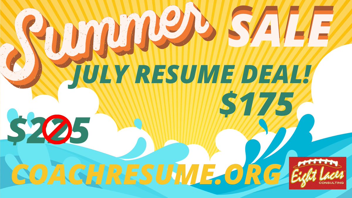 chriscfore's tweet image. Save $50 on your custom coaching resume during July!
Go place your order at CoachResume.org. Get your resume up and running while you have some extra time this July!