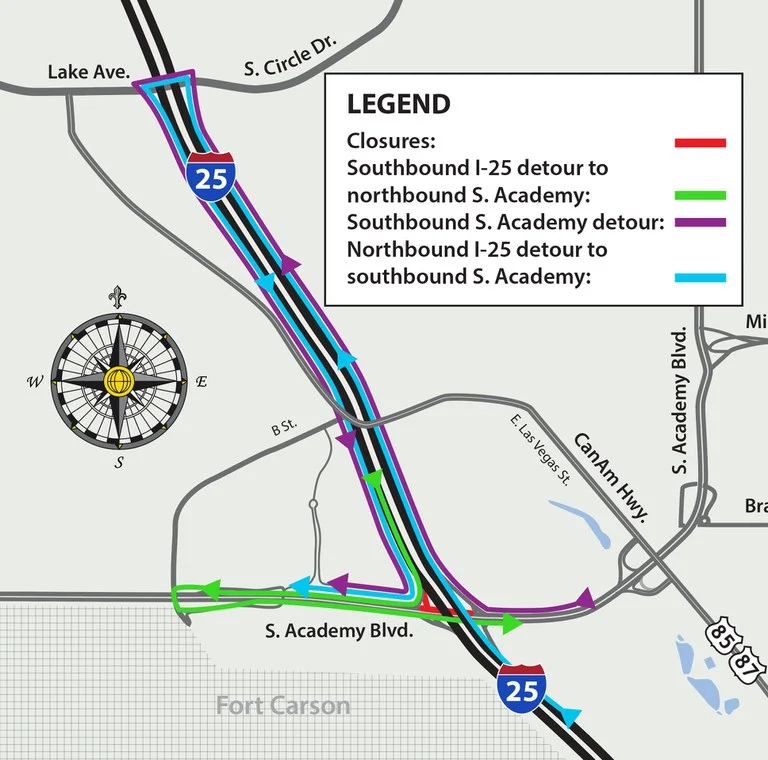 ColoradoDOT's tweet photo. #CDOT #News: #MAMSIP Update Week of 6/29/2025 in @CityofCOS. Overnight closures on southbound South Academy Boulevard between #US85/#US87 and Coventry Drive for lane striping.
📰https://t.co/TIgZoaCZ1s
#KnowBeforeYouGo #SlowfortheConeZone https://t.co/mDgfAaNeWT