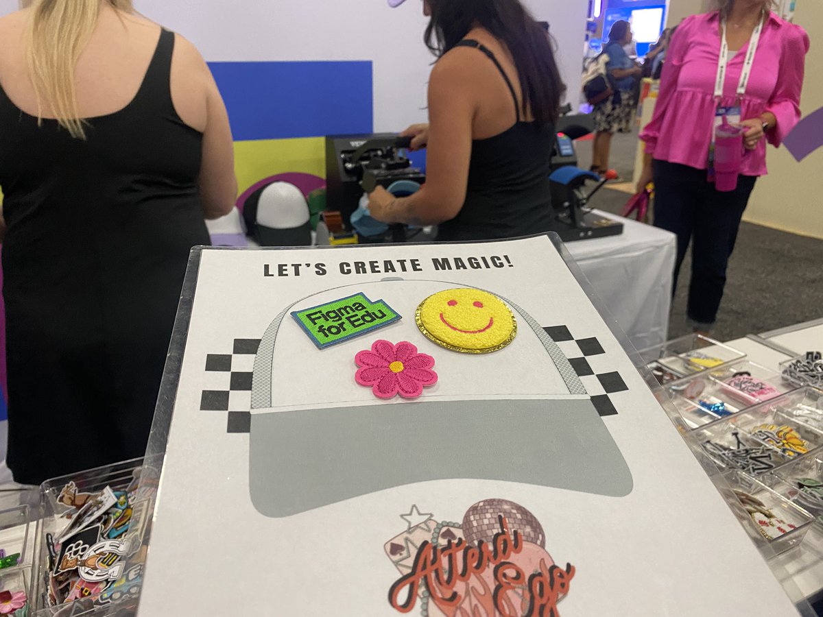 jlbowling's tweet image. Joy, fun, and learning (plus hat making) all at the #FigmaEDU BOOTH! 🤩 @FigmaEdu_Alex @lemmccann #ISTELIVE #ISTELIVE25