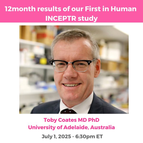 thesugarscience's tweet image. 📢the(sugar)science Th1nk Tank presents: Dr. Toby Coates speaking about the results of the INCEPTR study! You’re not going to want to miss this!
🔗: us02web.zoom.us/meeting/regist…
#diabetes #diabetesresearch #type1diabetes #t1d #thinktank #scientificresearch #clinicaltrial