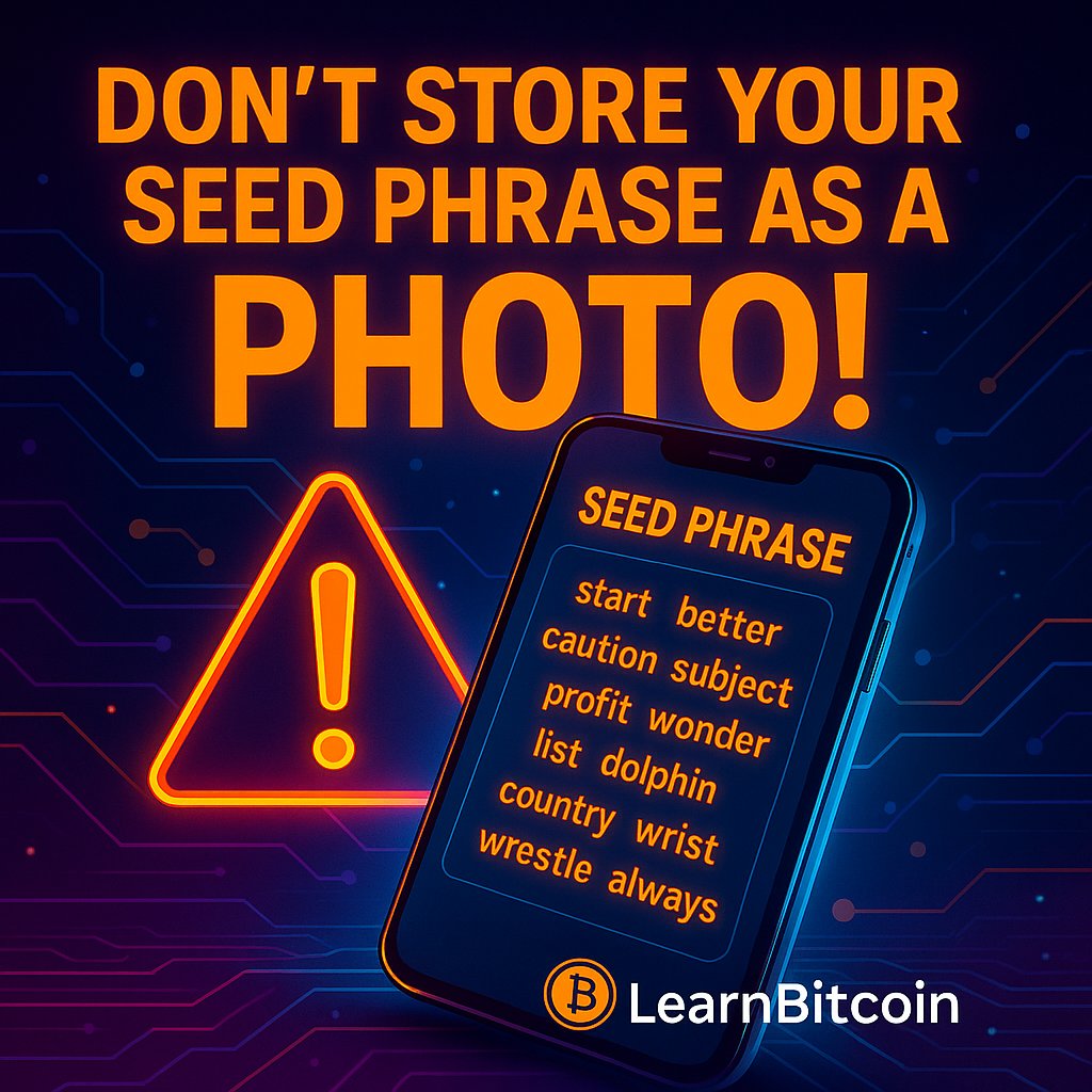 BTC_teach's tweet photo. Your seed phrase isn’t a brunch selfie. Stop storing it in your gallery like an amateur. 📸🔓
We break down why malware loves your laziness—and how to actually protect your BTC.
👇
https://t.co/nxqPLlMb5y
#LearnBitcoin #BitcoinFirst https://t.co/7jhLVmWSZp