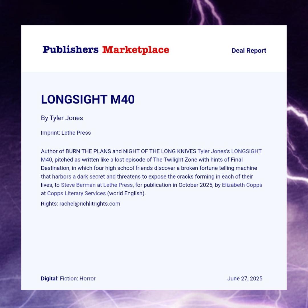 🔥NEW BOOK ANNOUNCEMENT🔥

Coming this Halloween from Lethe Press, the novella LONGSIGHT M40.

A love letter to The Twilight Zone and growing up and fixing cars and falling in love and confusion and friends and uncertain futures.

Cover reveal coming soon.