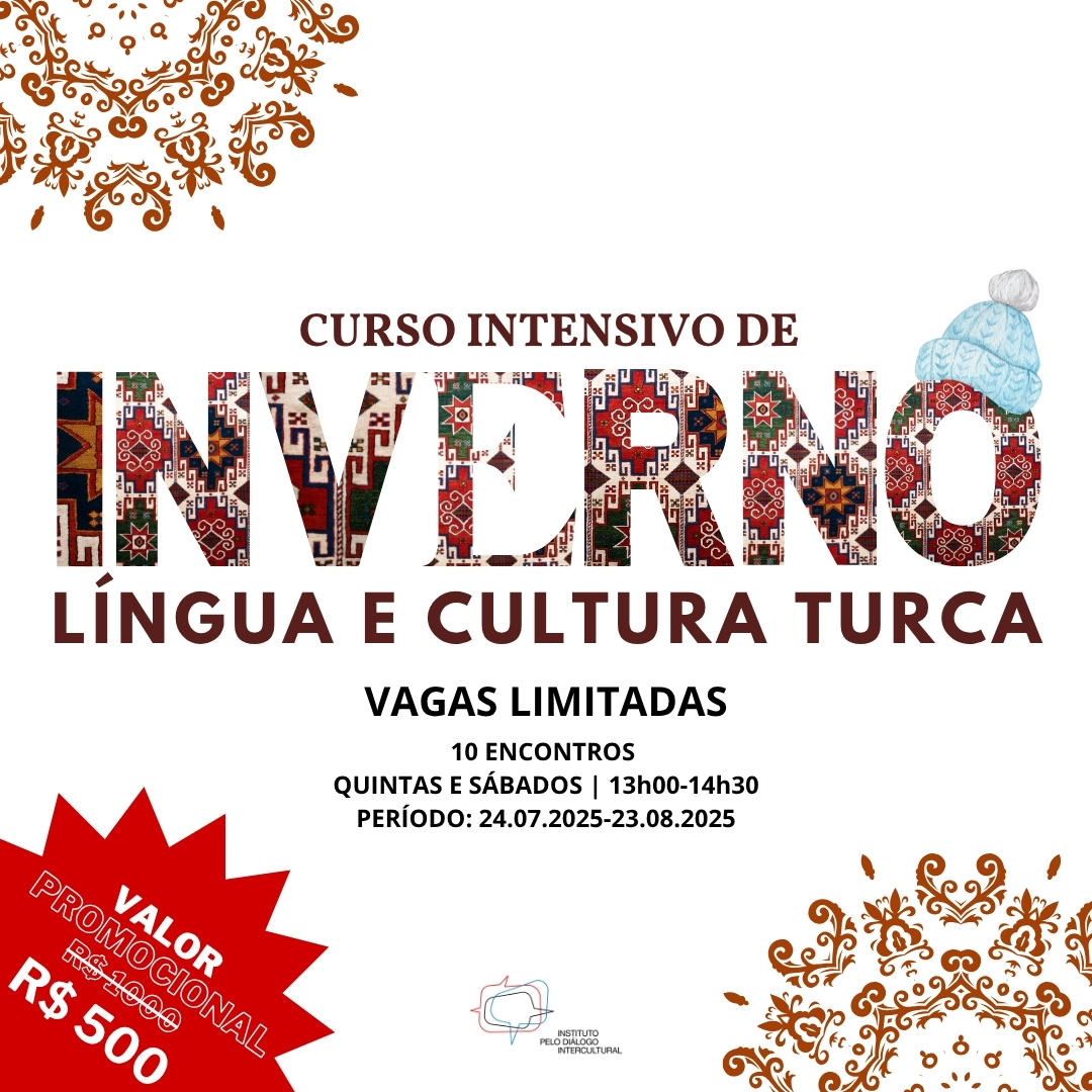 pelodialogo's tweet photo. 🇹🇷 Estão abertas as matrículas para o Curso Intensivo de Inverno de Língua e Cultura Turca! 🇹🇷
Vagas são limitadas!
Matrícula: cursodeturco@gmail.com
📍 Local: Rua Manuel Pereira Guimãraes 96, Granja Julieta, São Paulo/SP
📆 Período: 24/07 a 23/08
📚 Total de encontros: 10 https://t.co/J4wePG14JV
